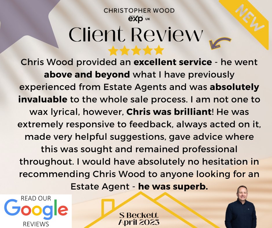ChrisWoodEA's tweet photo. Happy Monday! Starting with a 5-star Google review π #thankyou to our amazing clients! If you're moving or facing selling challenges, let's chat. Together, we'll work together for the best price. #chriswoodea #expuk #customerreview #customerservice #estateagency https://t.co/W6uOvrA8E4