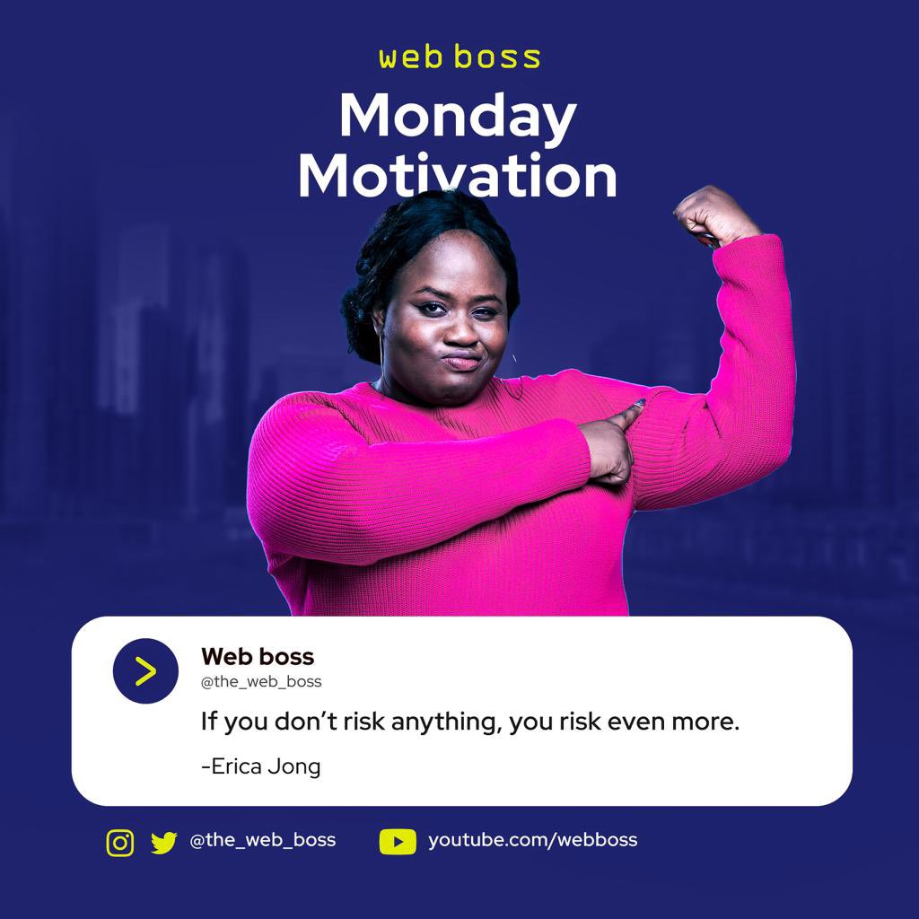the_web_boss's tweet photo. It's the beginning of a new week

Take that risk, regardless.

Cheers to taking a Risk this week🎉🎉

Dont forget to build like a boss💪🏽 https://t.co/juFA0IJLYh