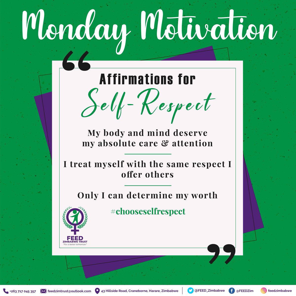 FEED_Zimbabwe's tweet photo. Never be too busy to take care of yourself.  Your body , mind, and soul need to be in a rightful  space in order to operate properly. When everyone else seems  not to care , it's only you who can give yourself  what you need.
#selfcareMonday#selfworth#positivity#healthyminds#MM https://t.co/nOpRbXm7a3
