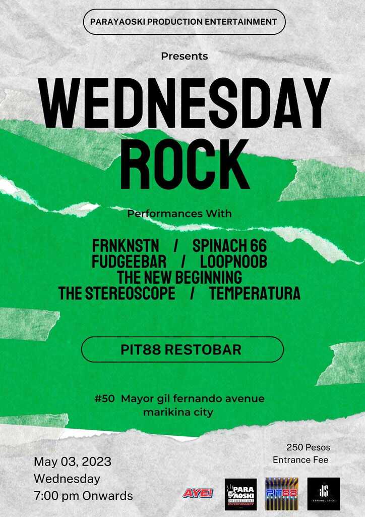 StereoScope's tweet photo. We're back! Sabi sa inyo babalik na kami eh. Tara samahan niyo kami mag wasakan ng puso 💔
may kasama kaming malulupet na banda!

Kita kits tayo sa May 3 PIT88 RestoBar 

Parayaoski Production Entertainment 
The Stereo Scope https://t.co/dZgMqm5U2Y