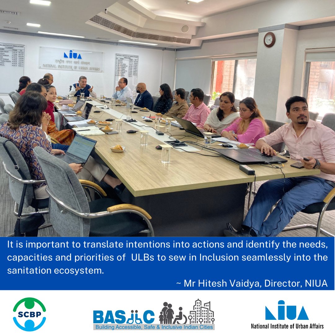 NIUA_India's tweet image. #BASIIC_NIUA &amp;amp; #SCBP organised a round table on ‘Creating Inclusive Public Toilets’ on 19 April'23 with presentations on:
Designing accessible toilets &amp;amp; inclusive sanitation  
Understanding toilets as spaces for menstruation practices
WASH facilities in Ladakh &amp;amp; Karnataka