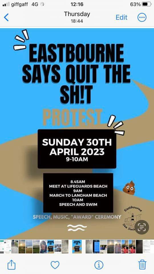Sunday (30th) Eastbourne Sea Swimmers are protesting about the drop in water quality in Eastbourne &amp; the impact this has on the environment. Pls share &amp; join us!
