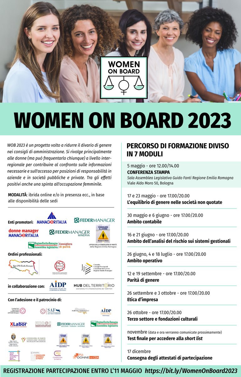 🔴#WomenOnBoard - 𝐈𝐒𝐂𝐑𝐈𝐕𝐈𝐓𝐈 𝐐𝐔𝐈:  
👉bit.ly/41KHjUw 
🎯Tra gli 𝐎𝐁𝐈𝐄𝐓𝐓𝐈𝐕𝐈, ridurre il divario di genere, favorire l’inclusione e l’accesso delle donne alle posizioni di responsabilità nelle aziende. 
🔎Per saperne di più:
👉bit.ly/3AtuPog