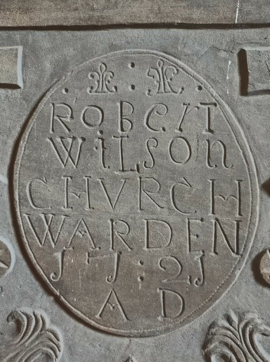 The letterforms on this memorial to Robert Wilson are pure joy. The H crossbars! The irreverent mixing of upper and lowercase! The 1s like Js! 

It reminds me of Jeff Fisher (designer of the cover of Captain Corelli's Mandolin). 

St Jerome's, Llangwm Uchaf #MemorialMonday