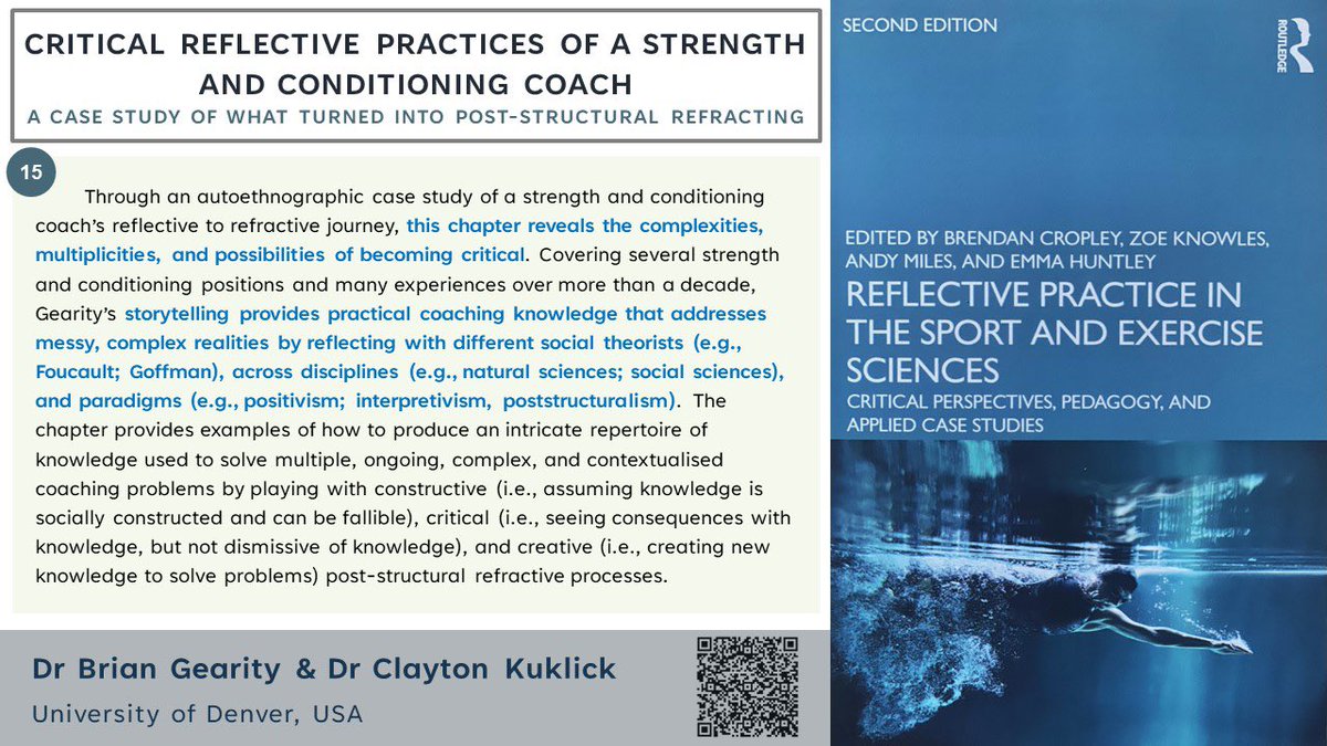 Brendan Cropley (@brendancropley) on Twitter photo Final week of our <a href="/tandfsport/">Routledge Sport, Leisure, and Tourism</a> RP in SES book insights. <a href="/DrGearity/">Brian Gearity</a> & <a href="/DrKuk14/">Clayton Kuklick</a> offer an applied discussion (and candid accounts) of an S&C coachās (Brian) reflective practices - the importance of RP, how RP evolves, and the impact of RP on professional growth - totally engaging š Final week of our <a href="/tandfsport/">Routledge Sport, Leisure, and Tourism</a> RP in SES book insights. <a href="/DrGearity/">Brian Gearity</a> & <a href="/DrKuk14/">Clayton Kuklick</a> offer an applied discussion (and candid accounts) of an S&C coachās (Brian) reflective practices - the importance of RP, how RP evolves, and the impact of RP on professional growth - totally engaging š