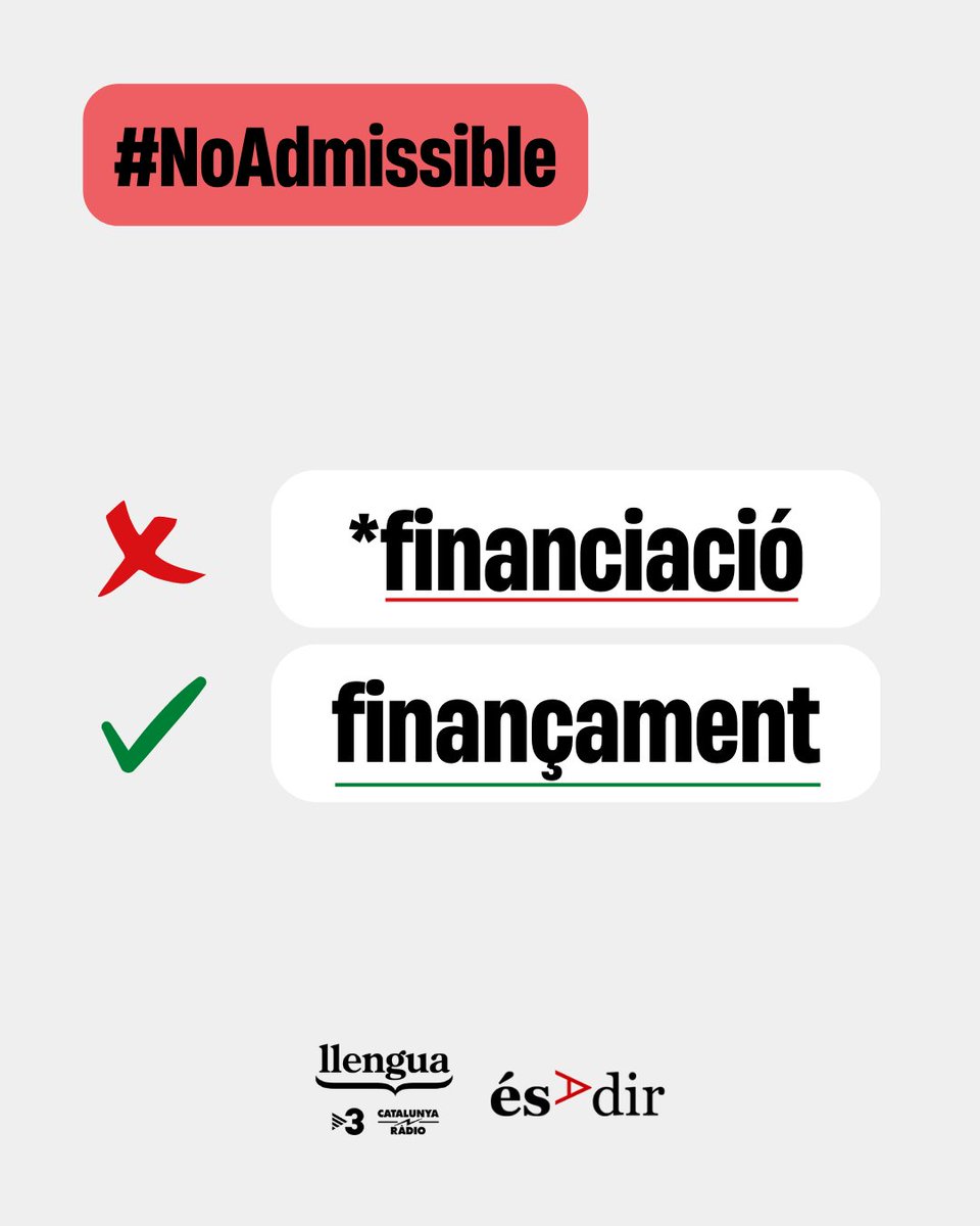 LlenguaTV3CR's tweet photo. *Financia... què? Res, res, finançament és l'equivalent al #NoAdmissible d'avui
🔗https://t.co/CxhcPse5HQ
#LlenguaTV3CatRàdio https://t.co/m3OmNO0F34