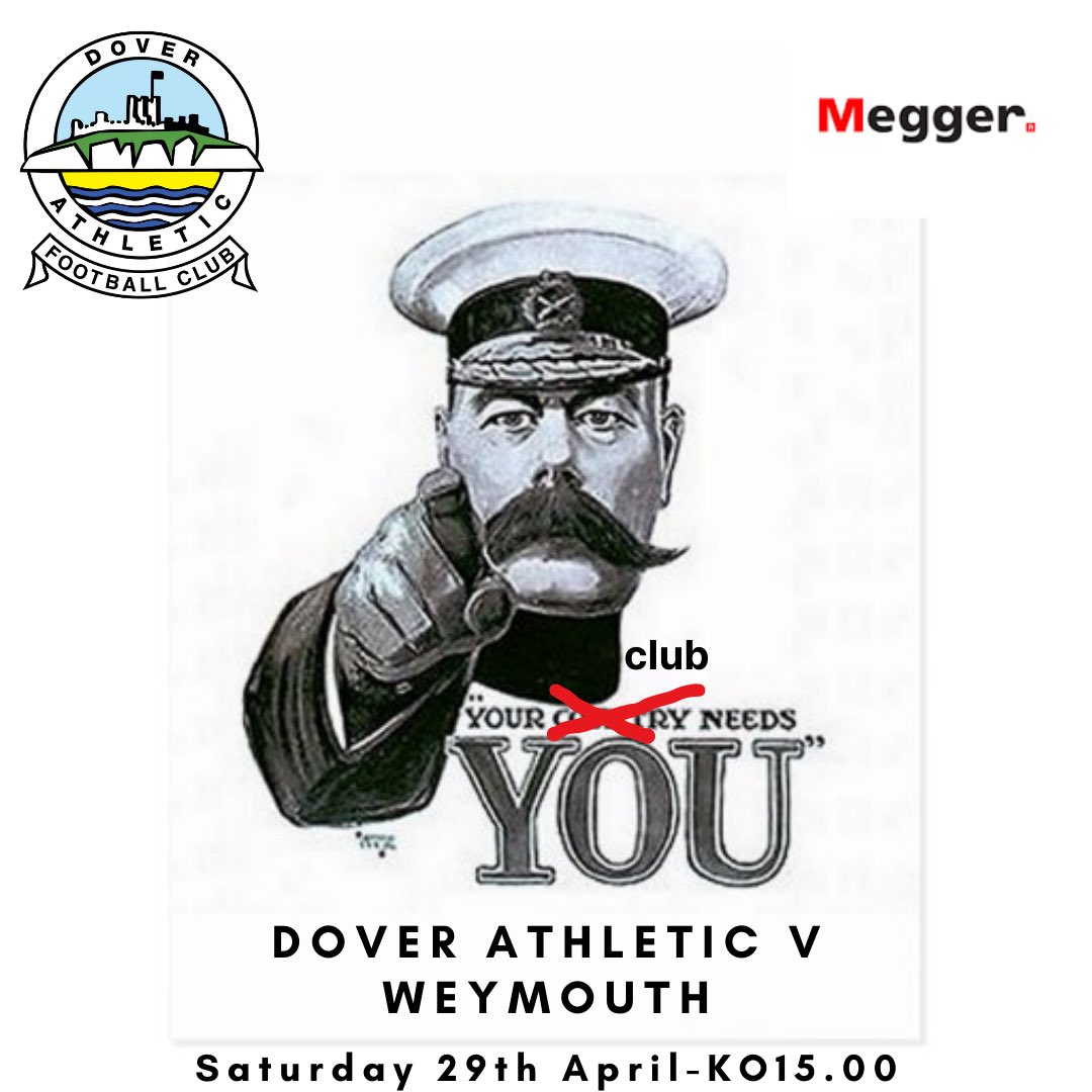 Dover Athletic FC (@doverathletic) on Twitter photo Your Club Needs You
๐ Saturday 29th April
โฐ 15.00
๐๏ธ Crabble
๐ <a href="/theterras/">Weymouth FC</a>
doverathletic.com/news/the-finalโฆ Your Club Needs You
๐ Saturday 29th April
โฐ 15.00
๐๏ธ Crabble
๐ <a href="/theterras/">Weymouth FC</a>
doverathletic.com/news/the-finalโฆ