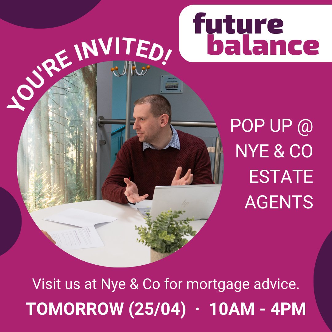 We're back again at Nye &amp; Co Estate agents in Hungerford tomorrow, Tuesday the 25th of April from 10am-4pm to help with any advice you might need around #mortgages in the current market.

Nye &amp; Co
114 High Street
Hungerford
RG17 0LU

👉 futurebalance.co.uk