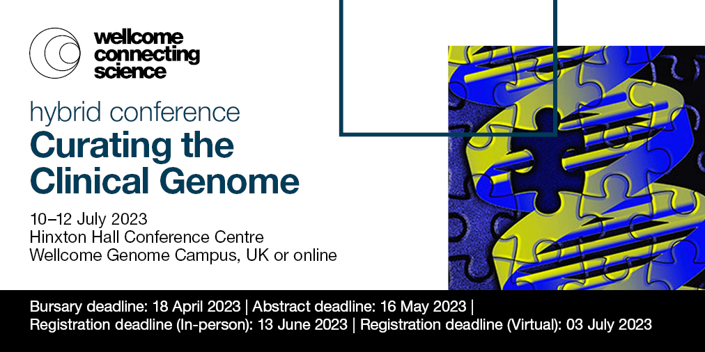 eventsWCS's tweet image. 🧵1/2. Working in #biodata or clinical #genomics?
Join global experts at #CCG2023 to discuss the benefits of data sharing.
Shape the development of best practice standards for #genomics implementation into #healthcare.

📊Submit your abstract by 16 May: bit.ly/3ZC258x