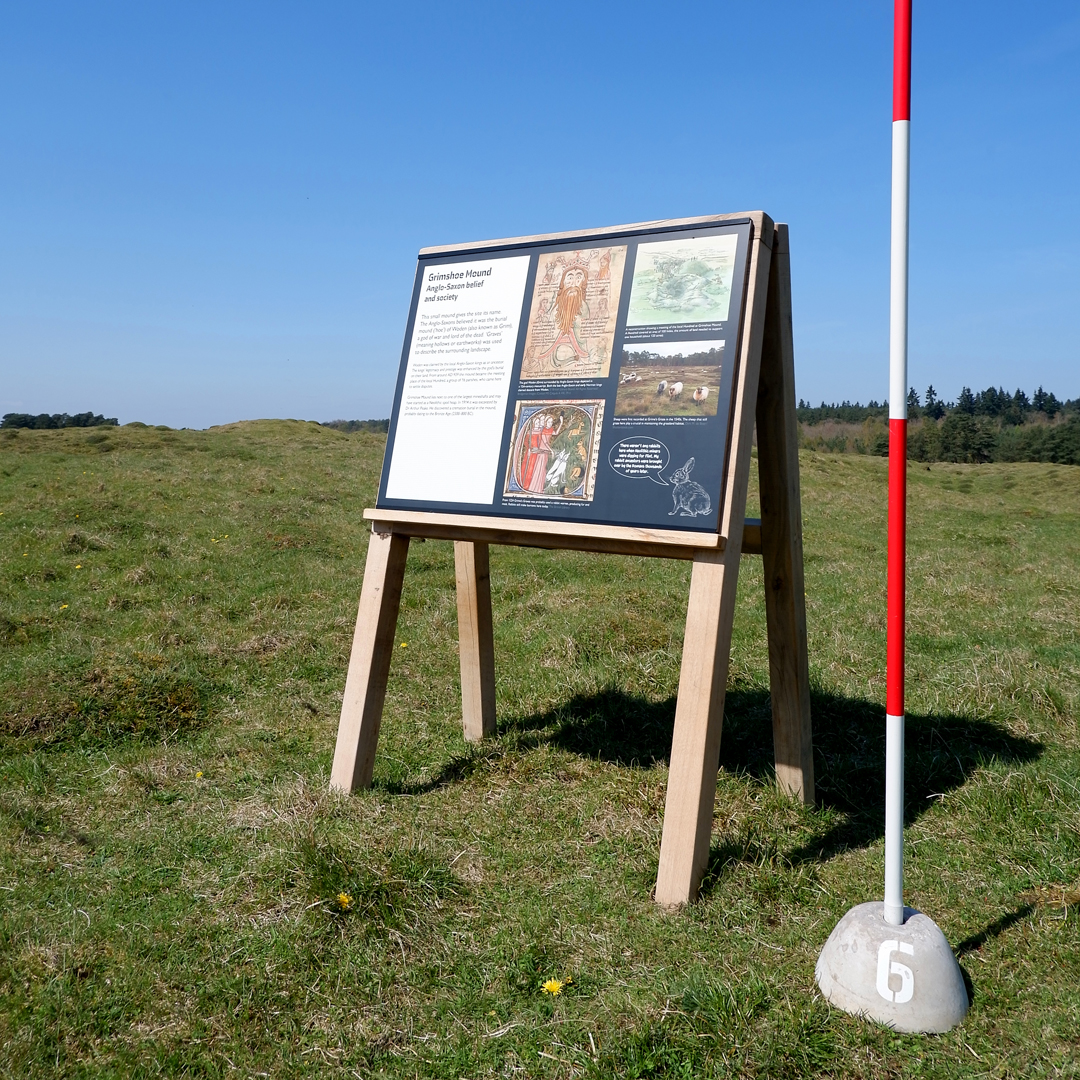 Landscape interpretation panels at Grimes Graves, a project for English Heritage, ranging poles and drawing easels, make reference to the work of archeologists on site. A project with @davidsudlow @standard8design @_heritage @j_w_norton