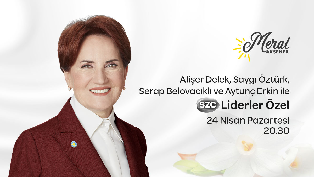 🗓24 Nisan Pazartesi (bugün)  
🕣20:30’da 
📺SZC TV ekranlarında Alişer Delek, Saygı Öztürk, Serap Belovacıklı ve Aytunç Erkin'in sorularını yanıtlayacağım.    

Yaşatan Türkiye vizyonumuza ve gündeme dair konu başlıklarını konuşacağız.