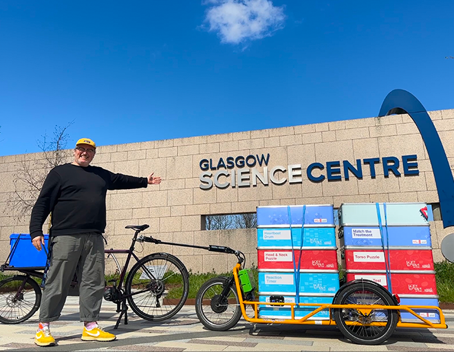 gsc1's tweet photo. Our #GSCOnTour team are back in Shetland this week delivering shows & exhibits to local schools
Andy is gearing up for the unique challenge of delivering exhibits & our Disgusting Digestion show on a cargo bike to Foula Primary School. It’s a 3-day trip to deliver to 4 children https://t.co/uBz7RYkehG