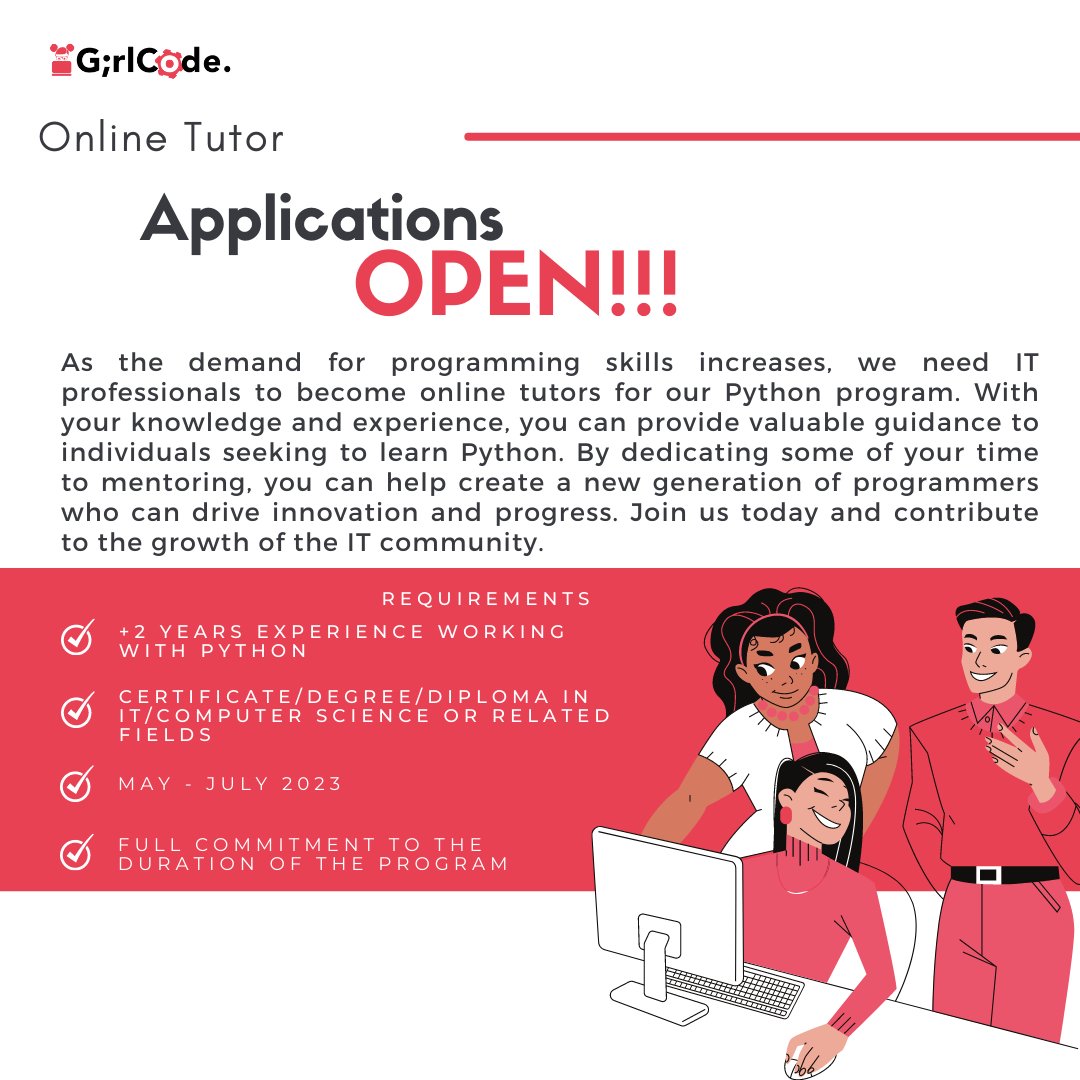 👩‍💻👨‍💻 IT professionals, we need your help! Become an online tutor for our Python program and help create a new generation of programmers.