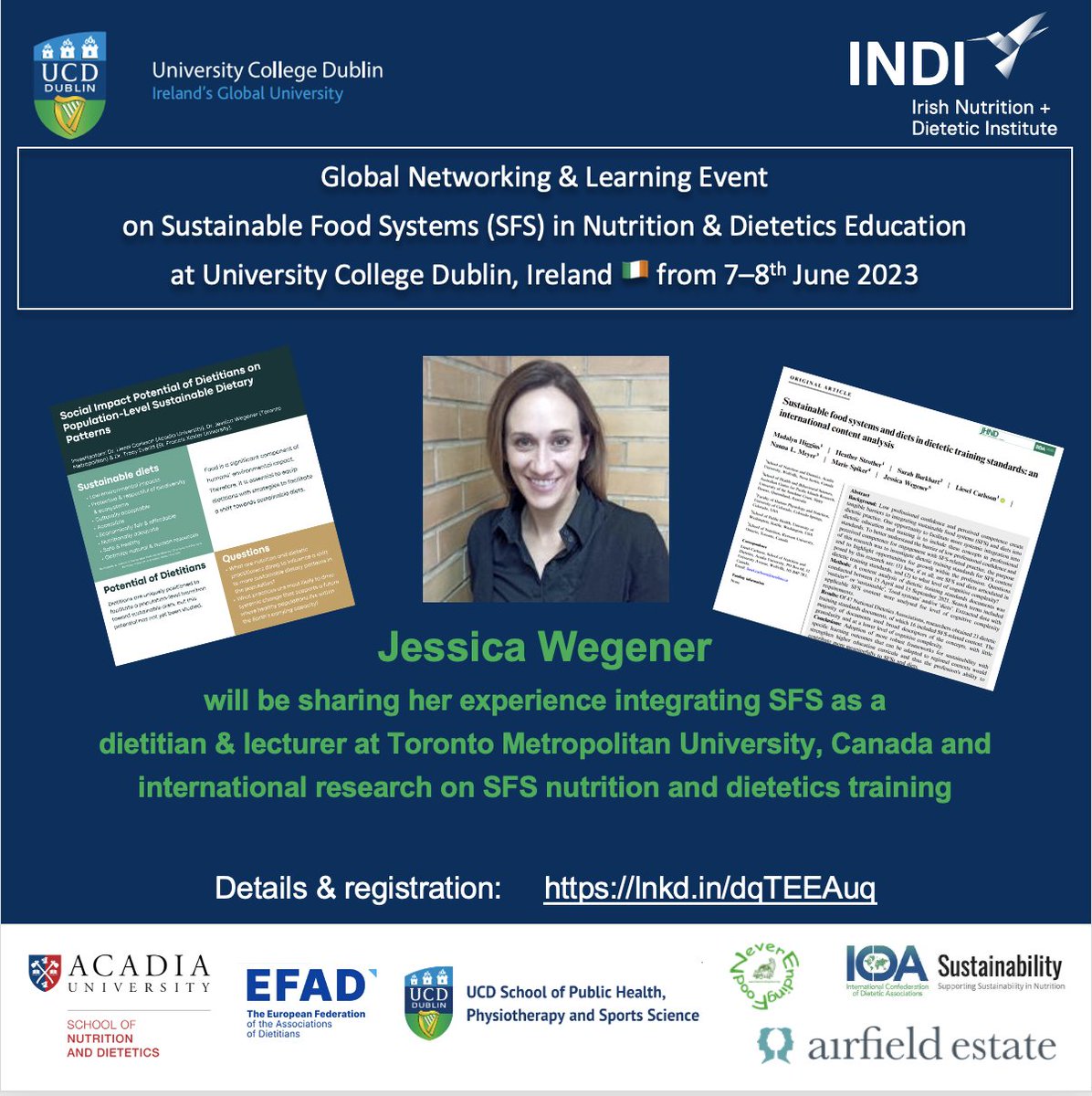 🌎Global Networking & Learning on Sustainable Food Systems in Nutrition & Dietetics Education🌎

In-person Event - 3 more weeks to register!

Speaker Highlight: 📢

Jessica Wegener, RD & Asst Prof from Toronto Metropolitan University

#sustainablefoodsystems #education