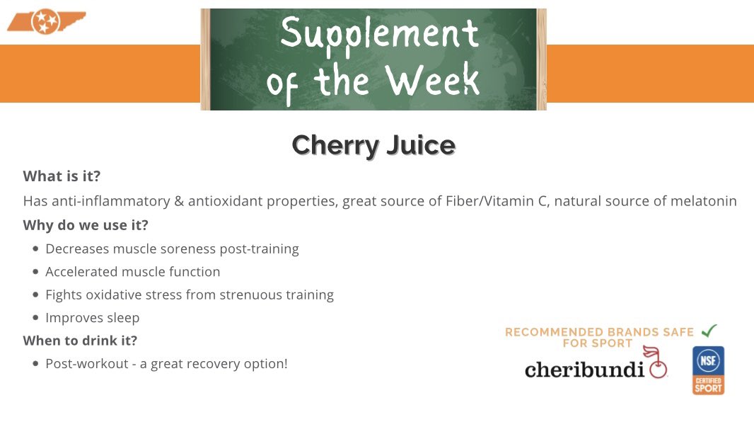 SOTW: Cherry Juice 🍒

#VolNutrition #RockyTopFuel #GoVols #SOTW