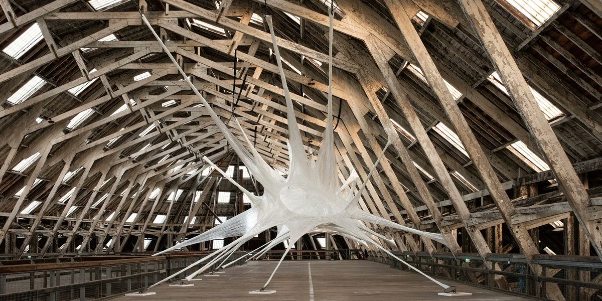 designboom's tweet photo. numen/for use stretches giant cocoon-like installation across historic dockyard chatham https://t.co/S5ni7bQMoo https://t.co/WBtIAgeYVQ