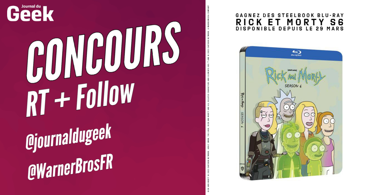 JournalDuGeek's tweet photo. 🎁#CONCOURS 🎁
Tentez de gagner des Steelbook Blu-ray de la série Rick et Morty Saison 6, disponible depuis le 29 mars. 
👉RT &amp; Follow @journaldugeek + @warnerbrosfr 
🍀Bonne chance à tous ! https://t.co/3W2pUyoImn