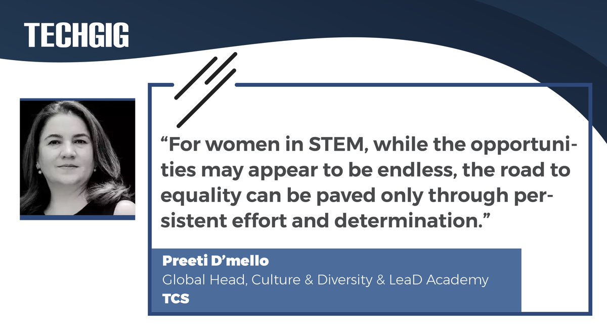 ETTechGig's tweet photo. #CXOSpeaks
In an exclusive interview with #TechGig, Preeti D'mello, Global Head, Culture & Diversity & LeaD Academy, @TCS explained the importance of #WomenInSTEM & how organisations should focus mentorship programs 🔗 https://t.co/5NdgOsVZ3V
#WomenInTech #STEMField #ITindustry https://t.co/YfEW9XAQiL