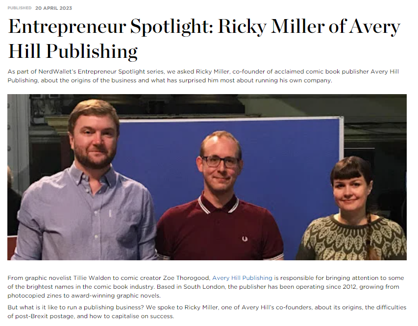 AveryHillPubl's tweet image. We got to do an interview with @NerdWallet! 

Get to know us, and how we run an independent publishing company...

Read the article here:
nerdwallet.com/uk/business/en…