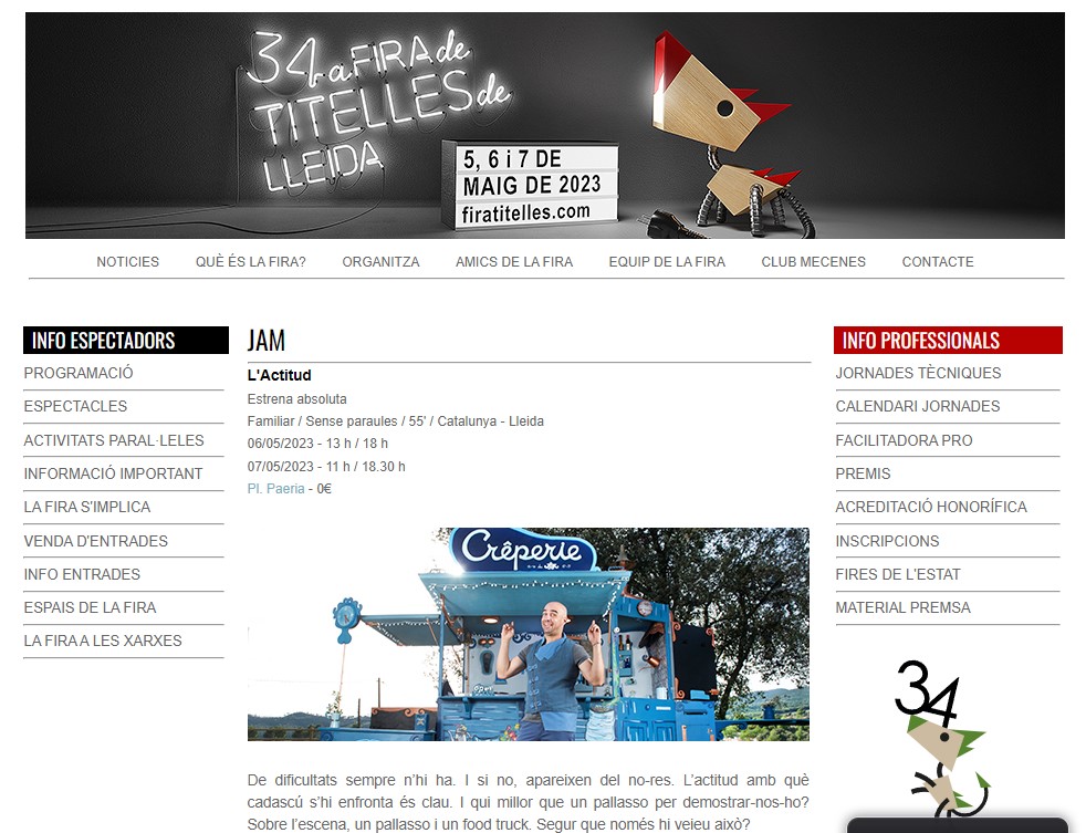 📢 EEEEEEI!

Ja ho tenim tot a punt per a l'estrena del nou espectacle, que hem cuinat a foc lent durant mesos... i que ara ja està a punt de ser servit en un #foodtruck espectacular: "L'Actitud"!

Ens veiem al <a href="/FestivalFITKAM/">Festival Fitkam</a> <a href="/firatitelles/">Fira de Titelles</a> i <a href="/UmoreAzoka/">Umore Azoka Leioa</a> !
jamweb.cat/l-actitud/