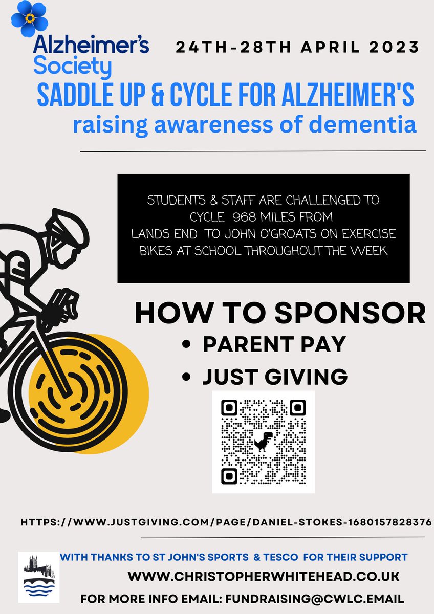 ...and we're off!

 The first students to 'Saddle Up &amp; Cycle for Alzheimers' were Oliver &amp; Riley, who
rode almost 30kms in 1/2 hour!
Please sponsor/donate via the link or scan the QR code 🚴‍♂️🤩

Thanks <a href="/Tesco/">Tesco</a> St Peter's &amp;  <a href="/FreedomLeisure/">Freedom Leisure</a> for their support
#worcestershirehour