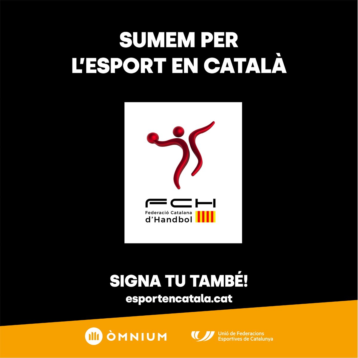 FedCatHandbol's tweet photo. 🤾‍♀️🤾‍♂️ 👅 𝗟'𝗘𝗦𝗣𝗢𝗥𝗧 𝗧𝗥𝗘𝗨 𝗟𝗔 𝗟𝗟𝗘𝗡𝗚𝗨𝗔 | Des de la @FedCatHandbol, ens sumem a la campanya de la @UFECcat i @omnium per a impulsar l'esport en català. https://t.co/ffbfItkGYs