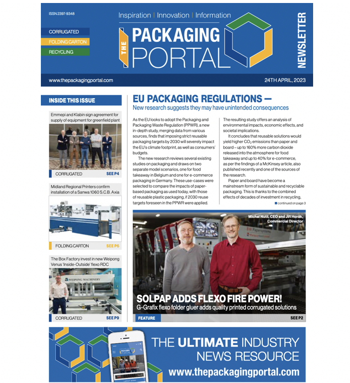 The 24th April edition of 'The Packaging Portal' is available online now! thepackagingportal.com/digital-issues/

With content from <a href="/The_Box_Factory/">The Box Factory</a> <a href="/BOBSTglobal/">BOBST</a> <a href="/GroupAurelia/">Aurelia Group</a> <a href="/ScodixSense/">Scodix</a> <a href="/boxes_packaging/">Boxes and Packaging</a> <a href="/Antalis_UK/">Antalis</a> and more!

Registration is free and you can access to all our publications!