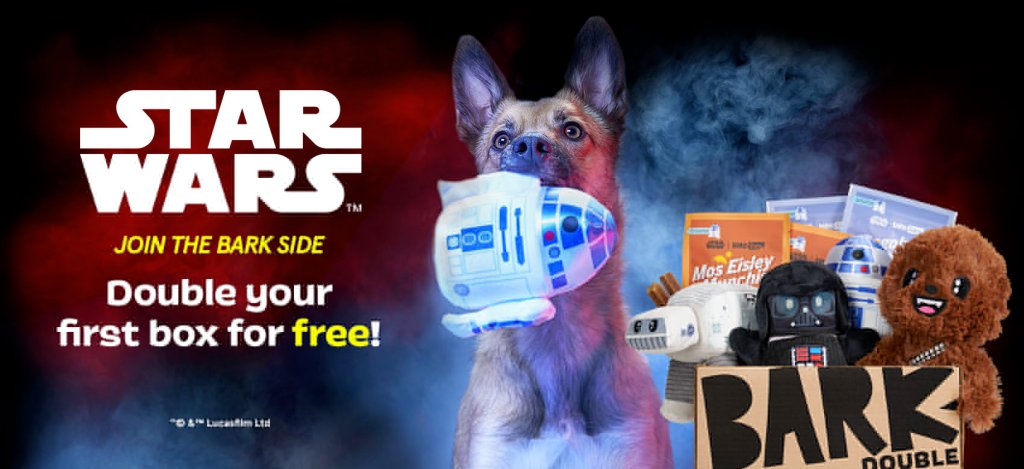 BarkBox & Super Chewer Coupon: Double Your First Box for FREE + Star Wars Box! hellosubscription.com/?p=1077111