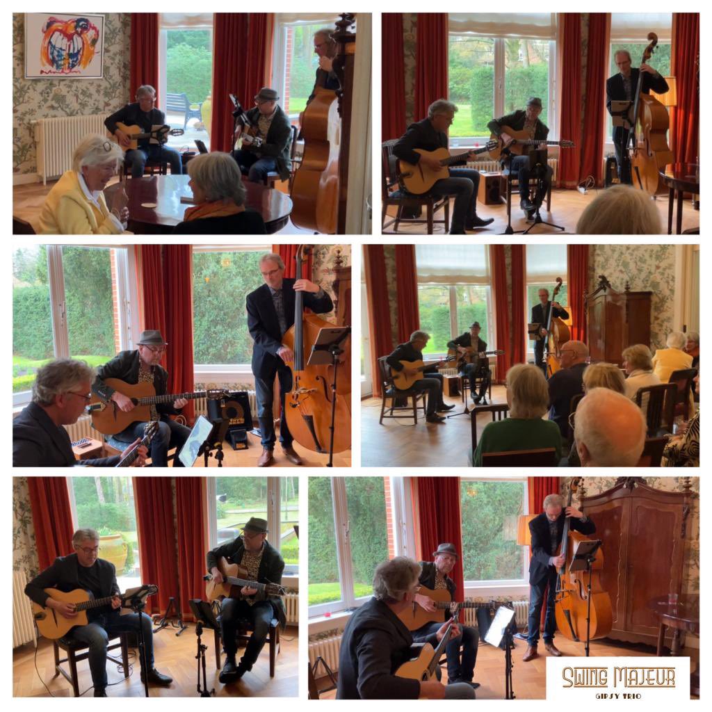 Gisteren speelden we een heerlijk ‘nat concert’  dat sloeg niet op de regen buiten, maar wel op de combinatie van een borrel en muziek. Het was een gezellige middag waar musici en publiek van hebben genoten.