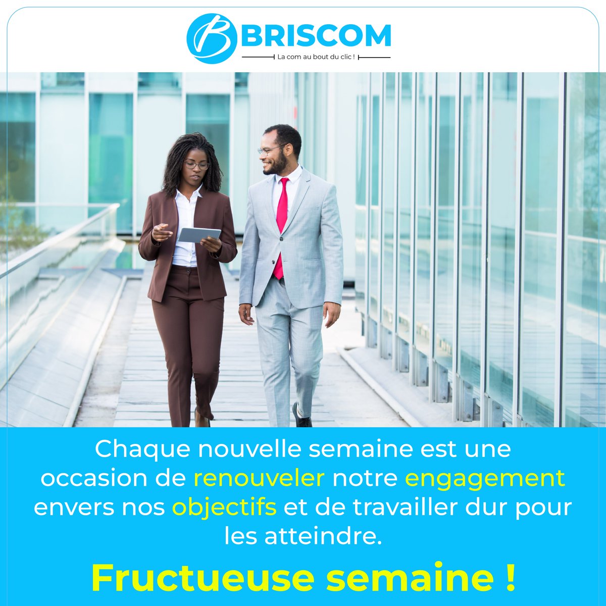 BriscomBF's tweet photo. Chaque nouvelle semaine est une occasion de renouveler notre engagement envers nos objectifs et de travailler dur pour les atteindre."
Fructueuse semaine à vous !
#briscom #NouvelleSemaine #NouveauxDéfis #engagement https://t.co/7KfRZVwiK3