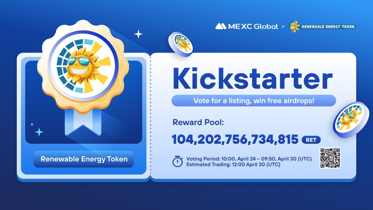 RET Kickstarter is going to @MEXC_Global!  

🗳️Vote with $MX to support the $RET listing and to share 104,202,756,734,815 $RET airdrops 
⏰Voting period: 10:00 Apr 24 - 09:50 Apr 30 (UTC)   
📈Trading: 12:00 Apr 30 (UTC)  

Details:  bit.ly/3V3iO2z