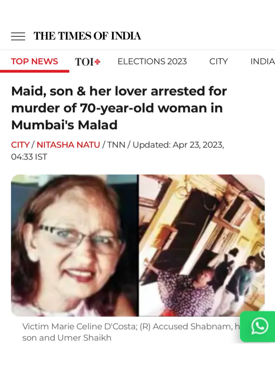 erbmjha's tweet photo. Shabnam Shaikh, her Husband Md Umer Shaikh &amp; her Son Shehzad Shaikh has been arrested for murder of 70-yr-old woman in Mumbai.

Who employed her for more than 2 decades!

Can you believe it? After working for almost 25yrs.

This is why you should never believe jee-hadis. https://t.co/iEyoBaHITj