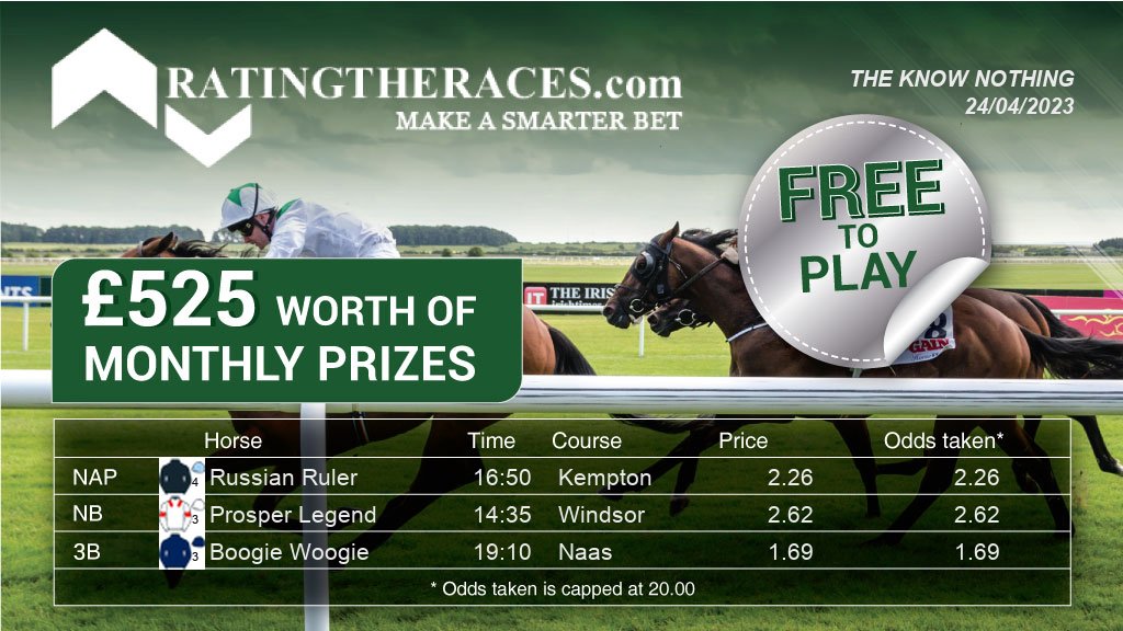 My #RTRNaps are: Russian Ruler @ 16:50 Prosper Legend @ 14:35 Boogie Woogie @ 19:10 Sponsored by @RatingTheRaces - Enter for FREE here: bit.ly/NapCompFreeEnt…