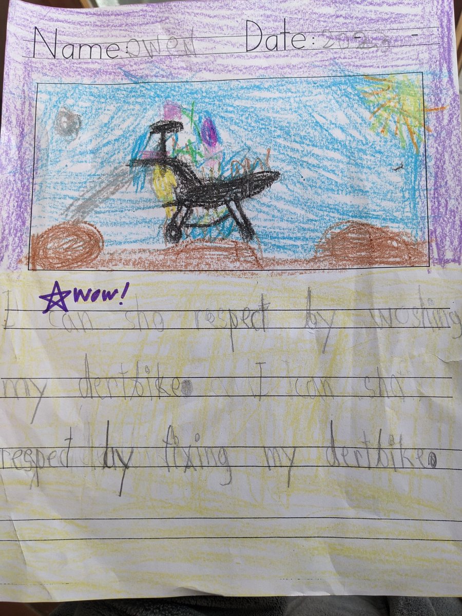 therealogmx's tweet photo. A little perspective... this is my school work... I'm only in kindergarten!  #mamatried #motokids #motocross #toughasnails #sponsorme #flyinghigh #cobramoto #therealogmx #kidsthatride #flyracing #gettingit #motolife https://t.co/2FdhWPPGwZ