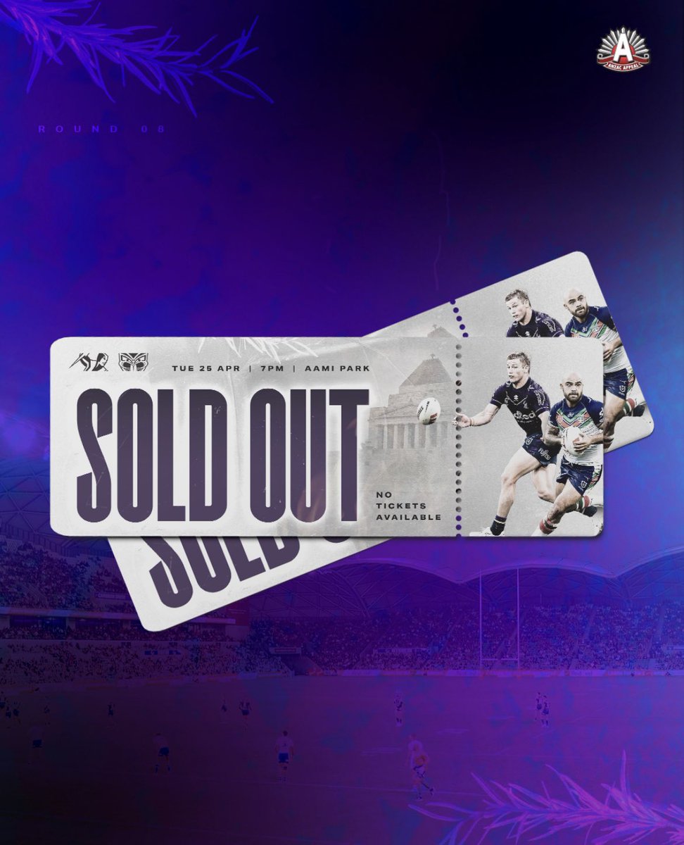 storm's tweet photo. SOLD OUT ⚡️

For the first time in the Club’s history, all tickets are now sold out ahead of game day!

Thank you Storm and Warriors members for all the support. https://t.co/HqpxHoVRiE