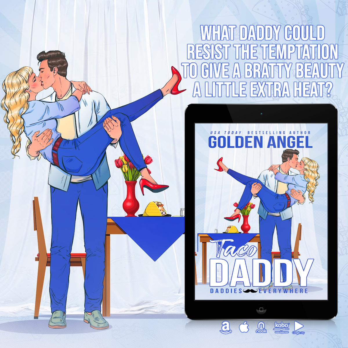 Tacos aren't the only thing this domineering Daddy can stuff...
amzn.to/3L4E0R4 
#tacodaddy #daddieseverywhere #romancenovels #romancebooks #romance #readmoreromance #1852Media #GoldenAngel