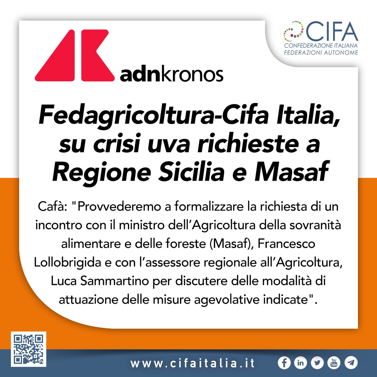 Crisi del mercato dell’uva: #fedagricoltura, insieme con #CIFAItalia, chiede provvedimenti adeguati alla #regionesicilia e al ministro del #MASAF.
Approfondisci su <a href="/Adnkronos/">Adnkronos</a>
👉bit.ly/3N4wMiN

#Economia #Sicilia #agricoltura #ultimaora