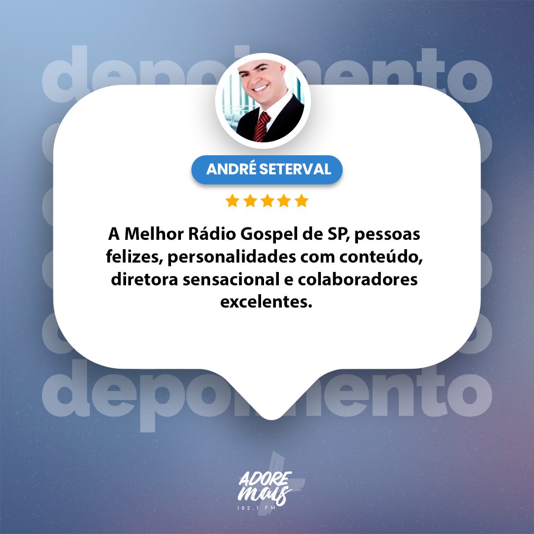 São esses comentários que aquecem o coração da família Adore Mais 💜🔥

Muito obrigado André Seterval por sua audiência!

#adoremaisfm #adoremais #ouvintes #1021fm
