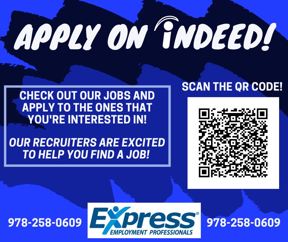 Express Employment North Andover
451 Andover Street
STE 330
North Andover,MA 01845
T: 978-258-0609

WE'RE OPEN MONDAY TO FRIDAY! 8AM - 5PM
