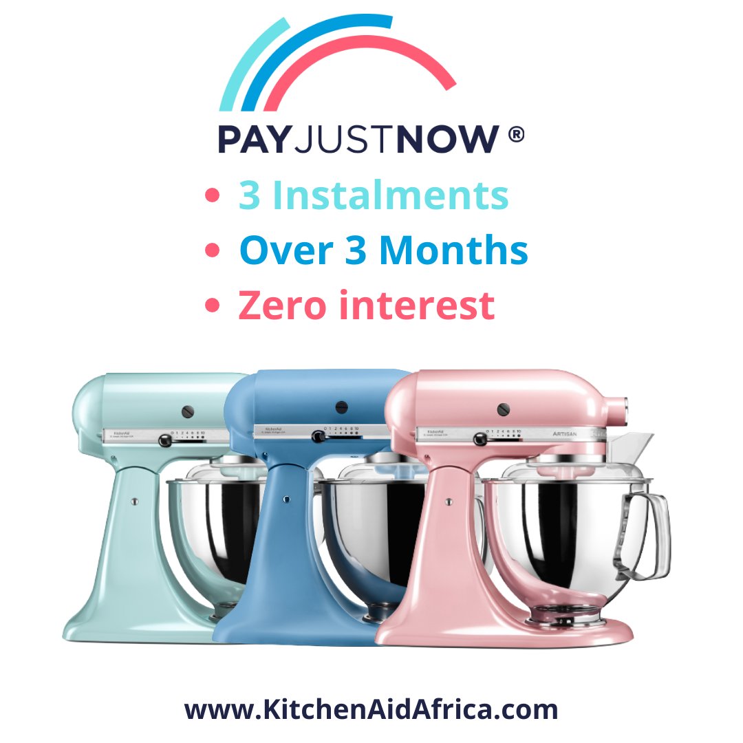 KitchenAidAfric's tweet image. PayJustNow available as a payment option on KitchenAidAfrica.com
How it works;
Now: at checkout (day of purchase)
Now now: On your specified instalment date (salary date)
Just now: On your specified instalment date the next month (next salary date)
#interestfree
