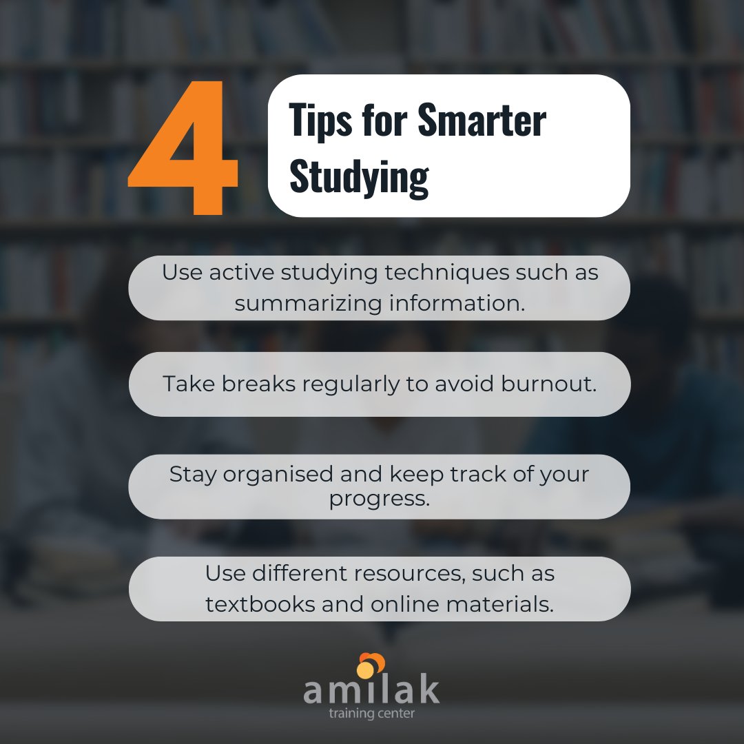 Maximise your potential with these 4 smart study tips! 💡 #StudyTips #StudyMotivation #StudySmarter #StudyGoals #StudyInspiration #AmilakTrainingCenter