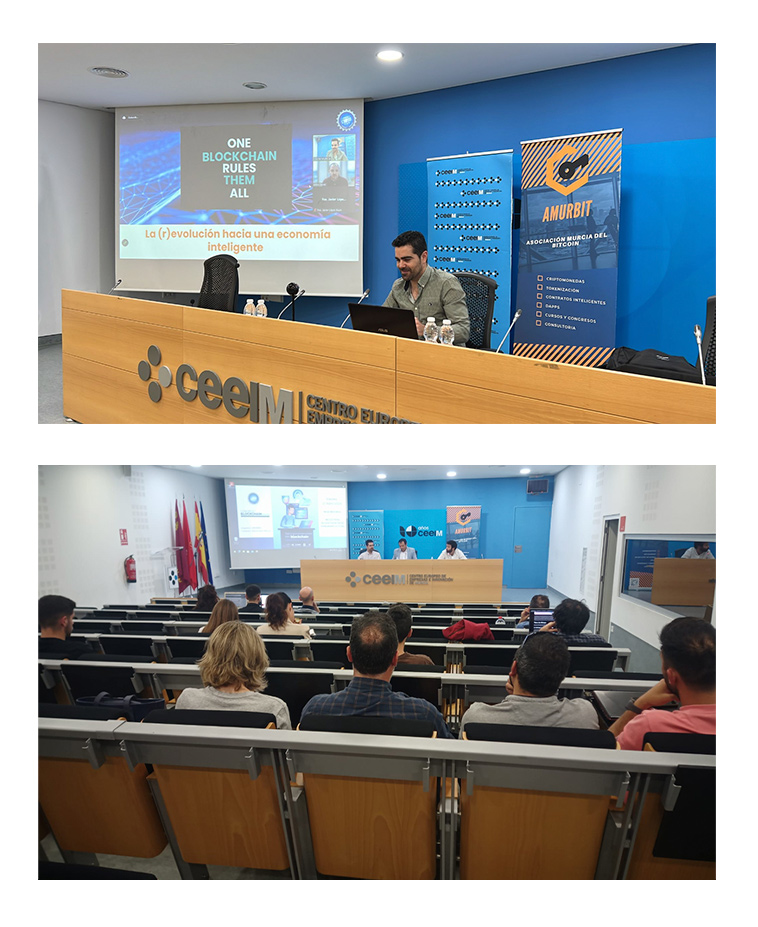 CeeiMurcia's tweet photo. ⚫️🔵 El #CongresoBlockchainMurcia, celebrado este fin de semana, ha reunido a expertos del sector para explorar las últimas tendencias de esta tecnología.

📌 Desde #CEEIM moderamos la mesa redonda 'Retos del Blockchain en el panorama actual', junto a @amurbit y @blockchainmur. https://t.co/hqgUFWofU1