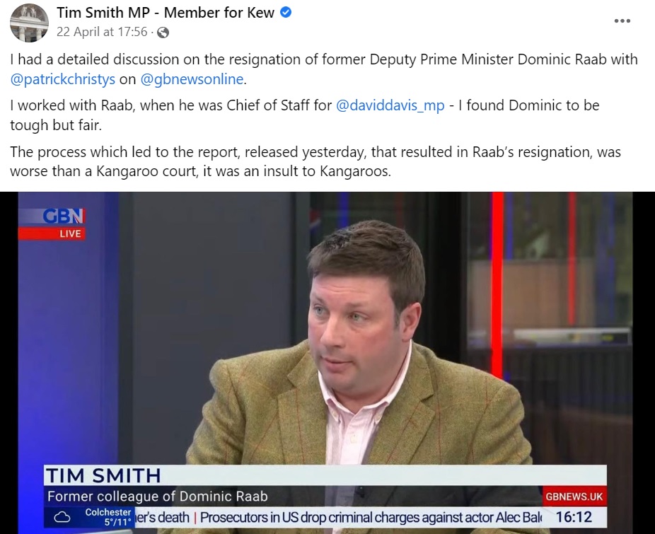 tweeter_vee's tweet photo. British Deputy Prime Minister Dominic Raab has resigned after an independent investigation into complaints that he had bullied colleagues, the latest scandal to force out one of Prime Minister Rishi Sunak's top ministers. #DimTim1 worked with him. https://t.co/hH0rwW4nsZ