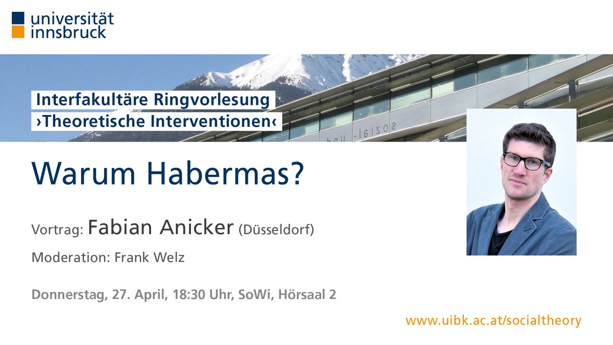 🎓27.04.23 RINGVORLESUNG: Dr. Fabian Anicker schildert in seinem Vortrag: "Warum Habermas?", die Relevanz des Denkers Jürgen Habermas, seine Denkwerkzeuge und was sein Denken für die heutige Zeit unbedingt relevant erscheinen lässt❗️
