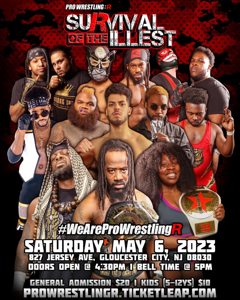 ProWrestling:R - Official (@prowrestlingr1) on Twitter photo Survival Of The Illest’
May 6, 2023
Pine Grove Civic Association
827 Jersey Avenue
Gloucester City, NJ 08030
<a href="/karenbrenee/">karen bambam 😘🍑</a> vs Damaris Dawkins
<a href="/Tahir_James/">Tahir James</a> vs <a href="/TheIsaiahWolf/">Isaiah Wolf</a>
<a href="/BigBadKaiju/">𝔗𝔥𝔢 𝔒𝔫𝔢 𝔗ℜ𝔘 𝔎𝔞𝔦𝔧𝔲</a> vs <a href="/UpAndyBrown/">Andy Brown</a>
prowrestlingr.ticketleap.com/survivalofthei… Survival Of The Illest’
May 6, 2023
Pine Grove Civic Association
827 Jersey Avenue
Gloucester City, NJ 08030
<a href="/karenbrenee/">karen bambam 😘🍑</a> vs Damaris Dawkins
<a href="/Tahir_James/">Tahir James</a> vs <a href="/TheIsaiahWolf/">Isaiah Wolf</a>
<a href="/BigBadKaiju/">𝔗𝔥𝔢 𝔒𝔫𝔢 𝔗ℜ𝔘 𝔎𝔞𝔦𝔧𝔲</a> vs <a href="/UpAndyBrown/">Andy Brown</a>
prowrestlingr.ticketleap.com/survivalofthei…