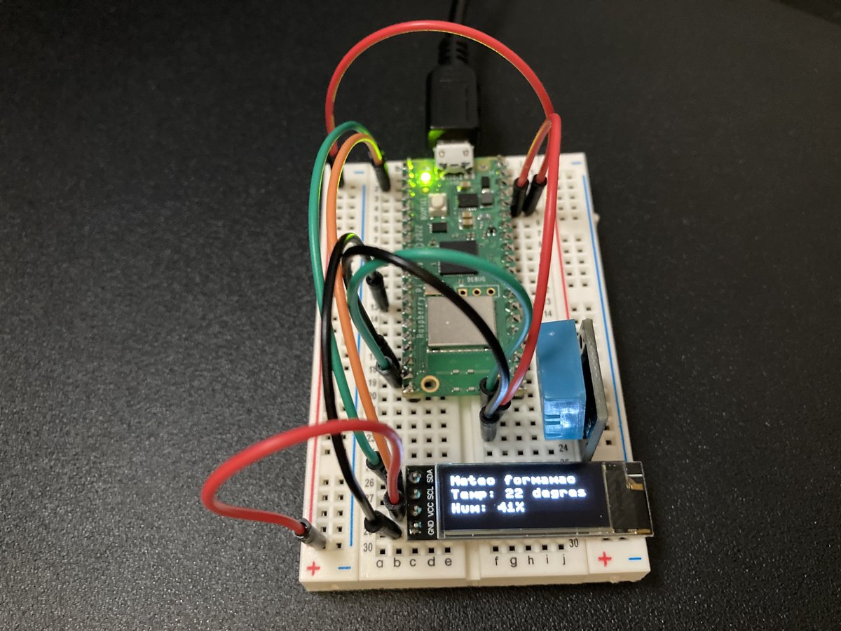 form'@mac (@formamac) on Twitter photo @TheMagPi Last side project : a connected weather station based on Raspberry Pi Pico W with a DHT11 connector and OLED screen with a resolution of 128x32 to measure ambient temperature and humidity in the air !
<a href="/Raspberry_Pi/">Raspberry Pi</a> <a href="/RaspberryPiFR/">Raspberry Pi FR</a> <a href="/thingspeak/">ThingSpeak</a> #MagPiMonday @TheMagPi Last side project : a connected weather station based on Raspberry Pi Pico W with a DHT11 connector and OLED screen with a resolution of 128x32 to measure ambient temperature and humidity in the air !
<a href="/Raspberry_Pi/">Raspberry Pi</a> <a href="/RaspberryPiFR/">Raspberry Pi FR</a> <a href="/thingspeak/">ThingSpeak</a> #MagPiMonday
