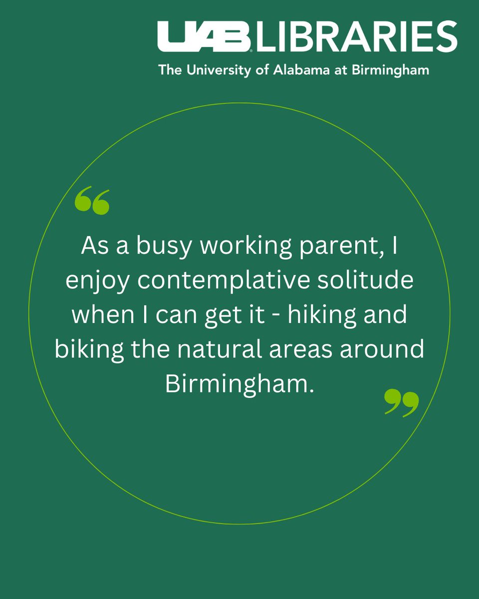 Marla is UAB’s first RDM librarian, celebrating one year on the job next month. If you have questions about how to organize or share your research data, Marla is here to help.👩🏽‍🔬

#NationalLibraryWeek #NLW2023