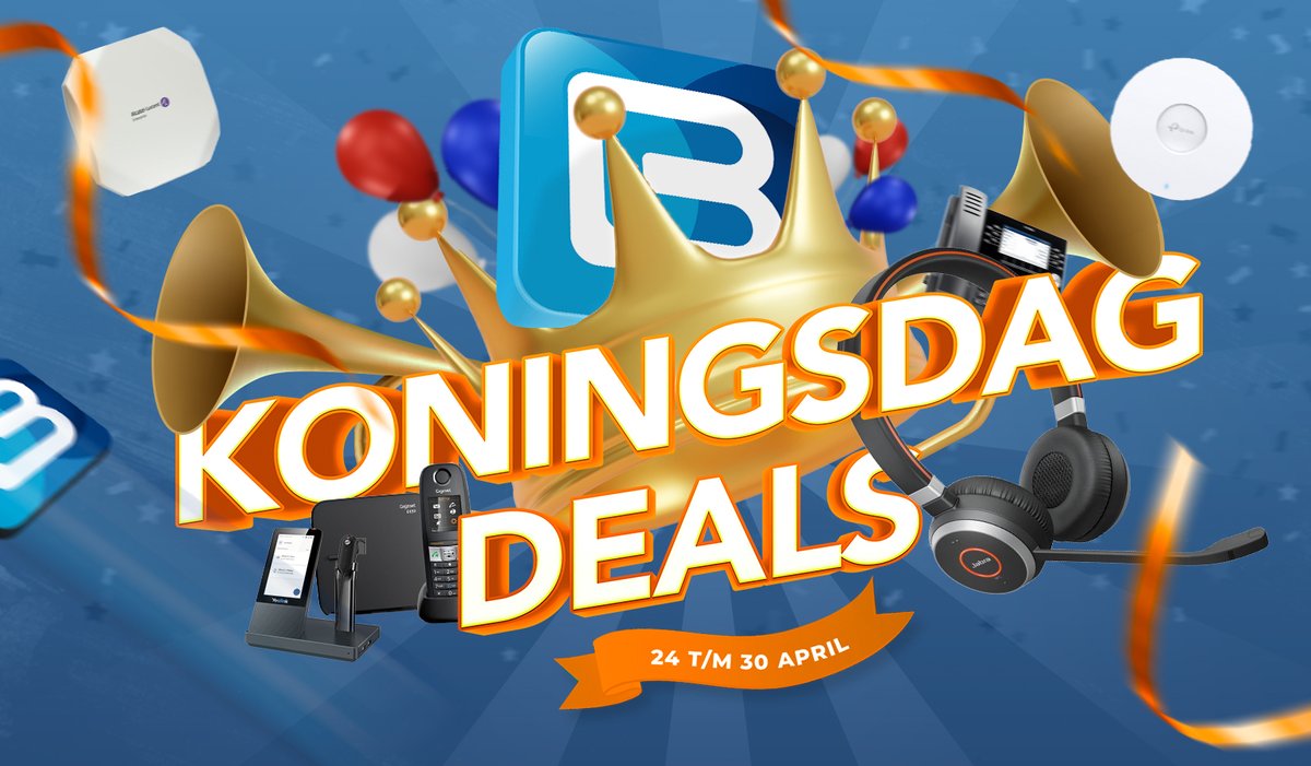 Donderdag is het Koningsdag en dat vieren we bij BusinessCom! Profiteer daarom t/m 30 april van extra korting op geselecteerde <a href="/Mitel/">Mitel® Official</a>, <a href="/ALUEnterprise/">Alcatel-Lucent Enterprise</a>, <a href="/TPLINK/">TP-Link</a>, <a href="/Gigaset/">Gigaset</a>, <a href="/YealinkNews/">Yealink Official</a> en <a href="/JabraNederland/">JabraNederland</a> artikelen. Bekijk de actiepagina voor meer informatie: bit.ly/3V8rBQU