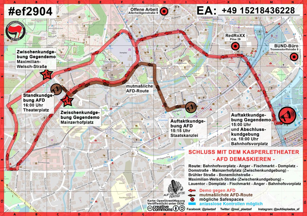 🔜Auf die Plätze gegen die Nazis. 

📌 Die Route für Samstag den 29.04. steht. Speichert sie euch direkt ab. ⬇️⬇️⬇️
Wir sehen uns 15 Uhr am Bahnhofsvorplatz.

#ef2904 #fckafd #efurt #FCKNZS