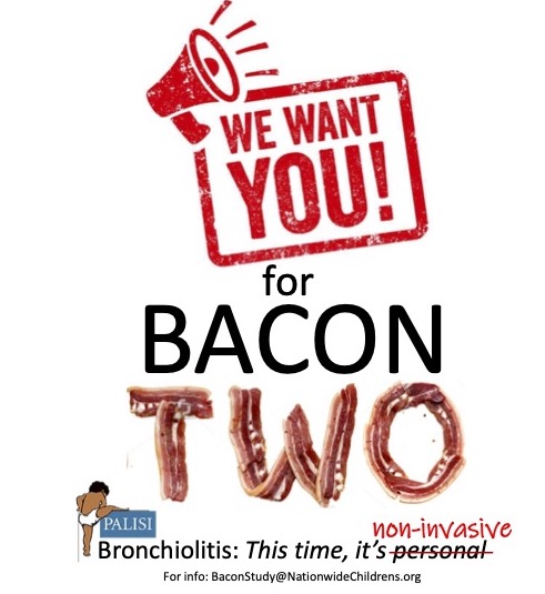 Hey #PedsICU Bronchiolitis researchers. Interested in joining our next critical bronchiolitis study but need more info? We have 2 webinars tomorrow (April 25) to discuss the upcoming BACON-2 study. 50+ sites have joined the study but room for more. Email for the webinar links.